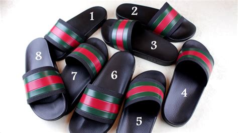 fake gucci's leather slides